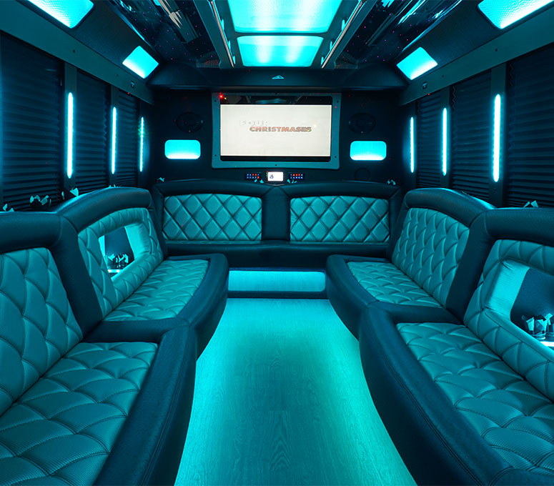 neon party bus lounge